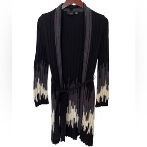 TRIBAL Size M Black and Gray Knit Cardigan Sweater